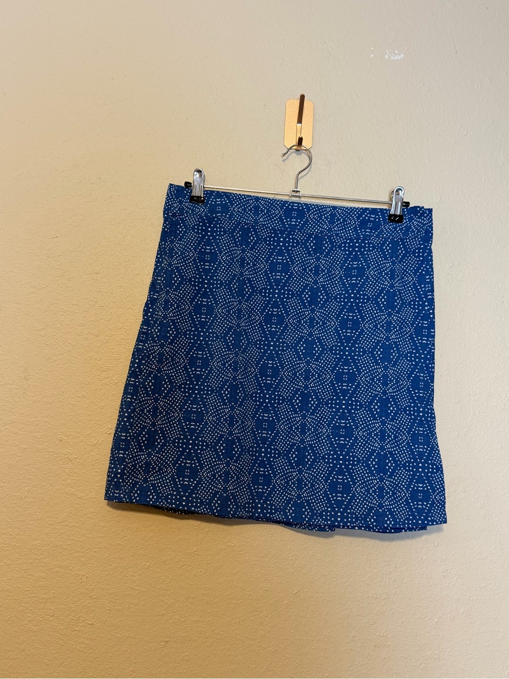 Rip Skirt Hawaii Geometric Medium Blue White Knee Length Vacation Beachy Resort